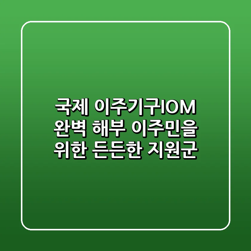 국제 이주기구(IOM) 완벽 해부: 이주민을 위한 든든한 지원군
