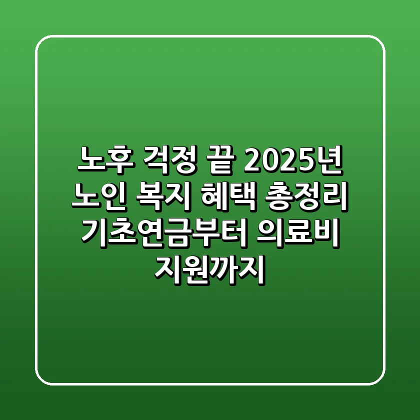 노후 걱정 끝! 2025년 노인 복지 혜택 총정리: 기초연금부터 의료비 지원까지