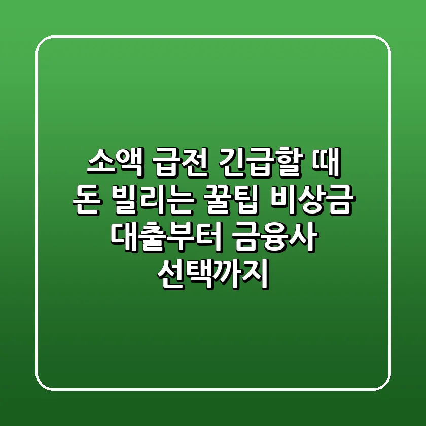 소액 급전? 긴급할 때 돈 빌리는 꿀팁🍯: 비상금 대출부터 금융사 선택까지!