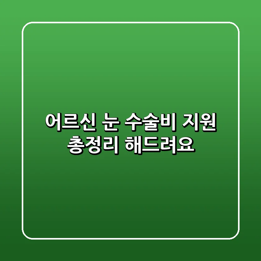 어르신 눈 수술비 지원, 총정리 해드려요!