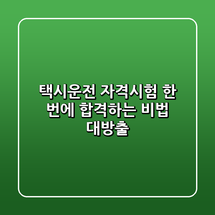 택시운전 자격시험, 한 번에 합격하는 비법 대방출! 🚖