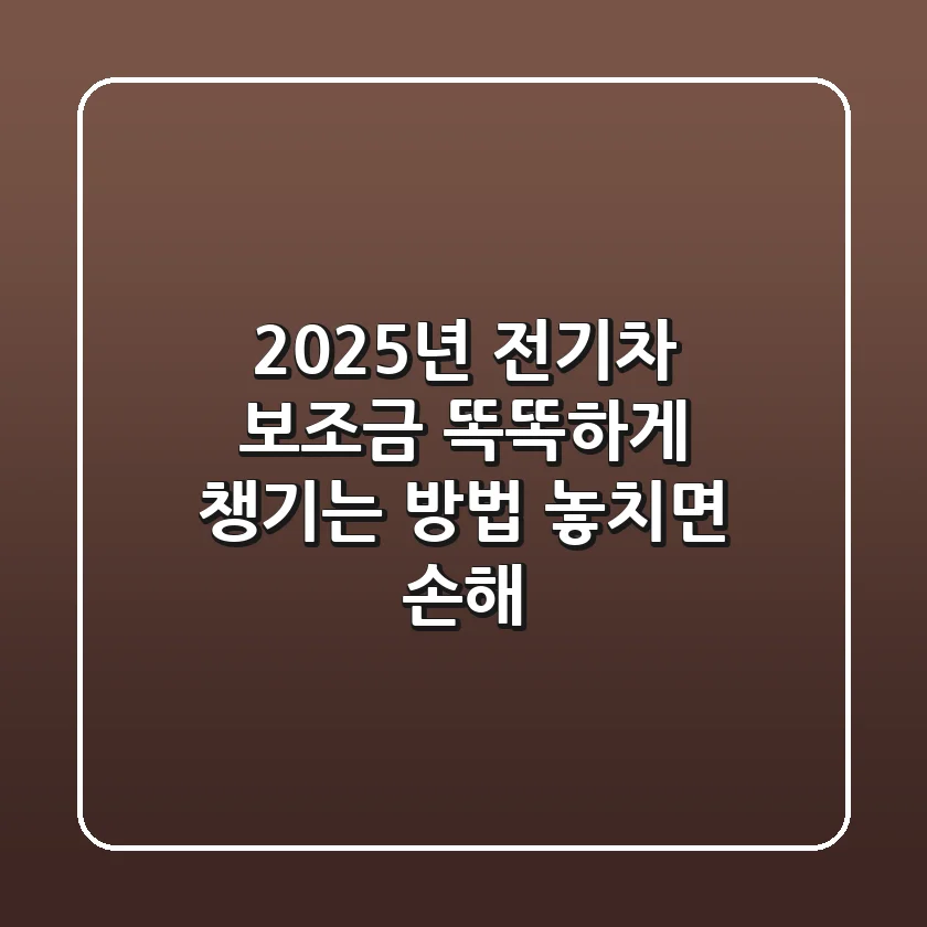 2025년 전기차 보조금: 똑똑하게 챙기는 방법, 놓치면 손해!