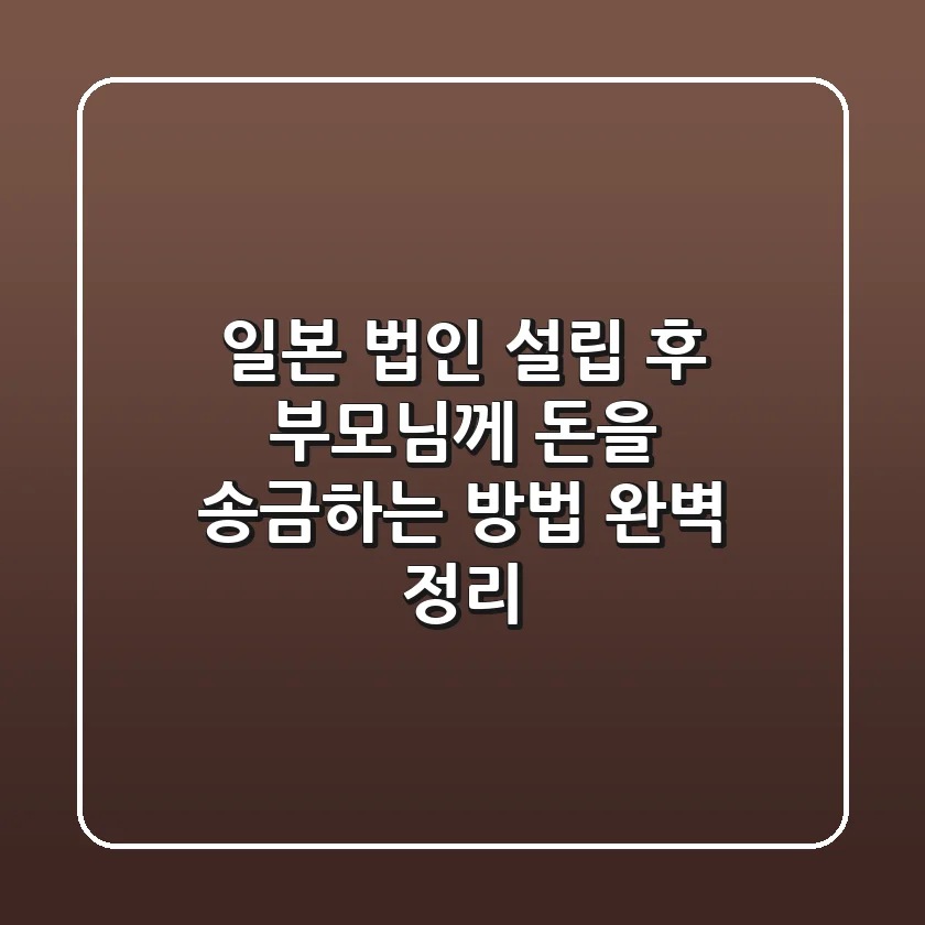 일본 법인 설립 후 부모님께 돈을 송금하는 방법 완벽 정리!