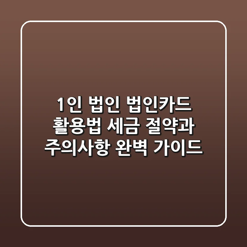 1인 법인 법인카드 활용법: 세금 절약과 주의사항 완벽 가이드