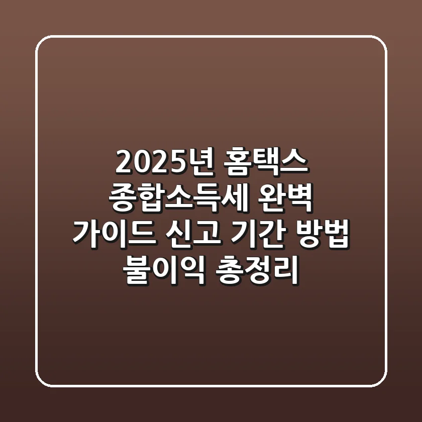 2025년 홈택스 종합소득세 완벽 가이드: 신고 기간, 방법, 불이익 총정리