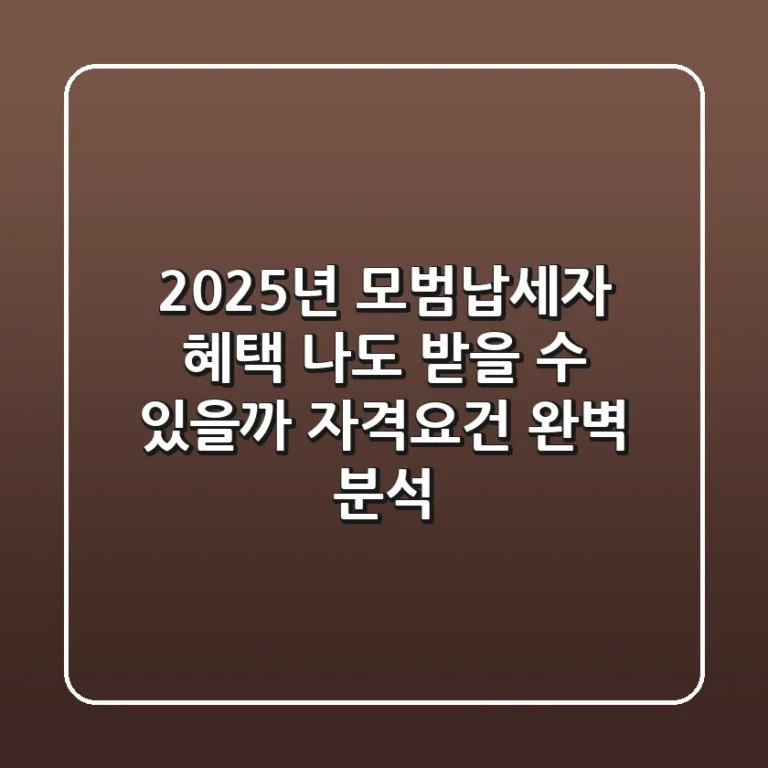 2025년 모범납세자 혜택, 나도 받을 수 있을까? 자격요건 완벽 분석!