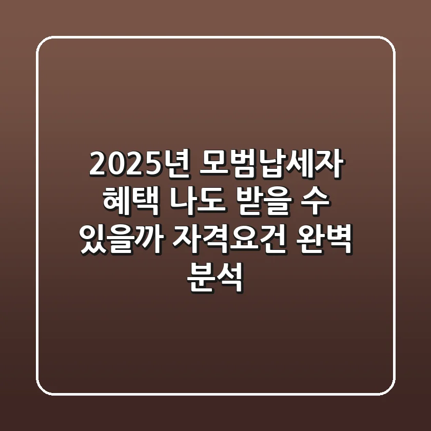 2025년 모범납세자 혜택, 나도 받을 수 있을까? 자격요건 완벽 분석!