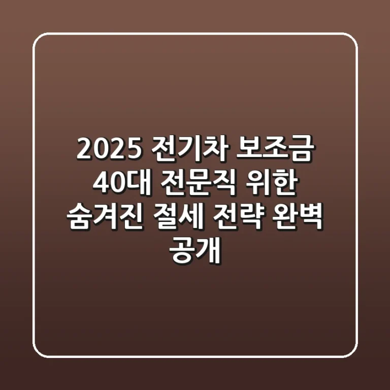 2025 전기차 보조금, 40대 전문직 위한 '숨겨진 절세 전략' 완벽 공개