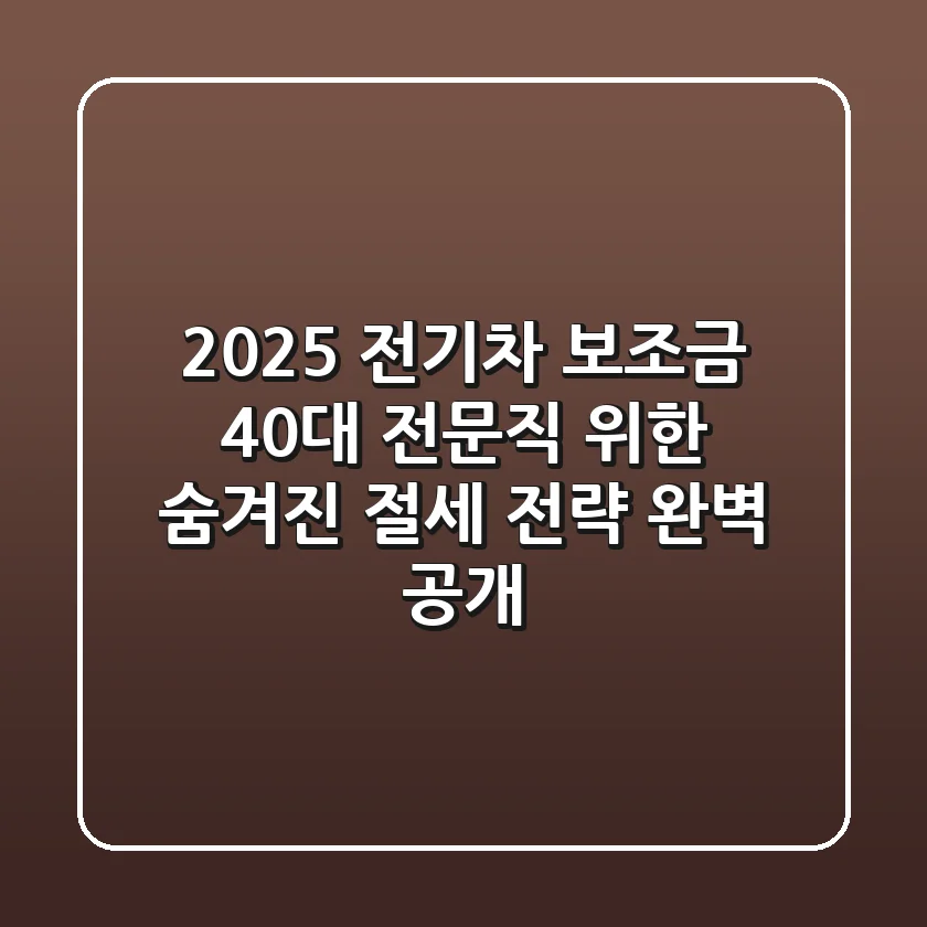 2025 전기차 보조금, 40대 전문직 위한 '숨겨진 절세 전략' 완벽 공개