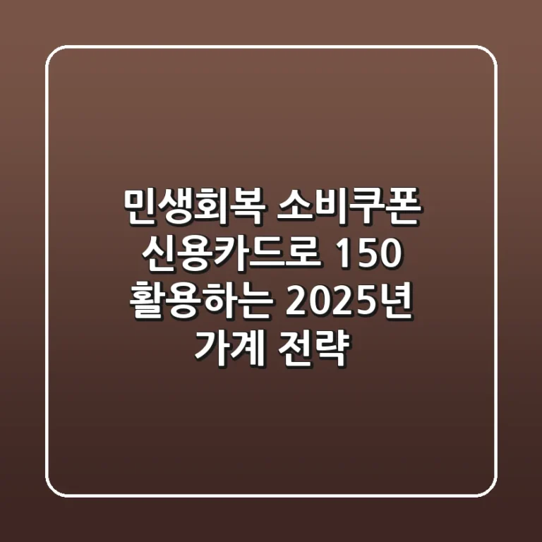 민생회복 소비쿠폰, 신용카드로 150% 활용하는 2025년 가계 전략!
