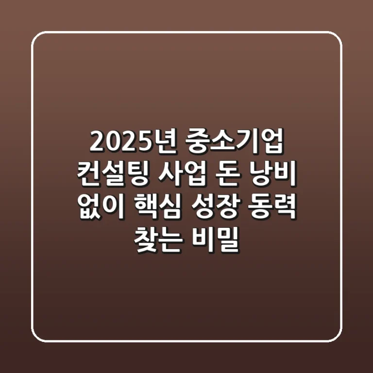 2025년 중소기업 컨설팅 사업, 돈 낭비 없이 핵심 성장 동력 찾는 비밀