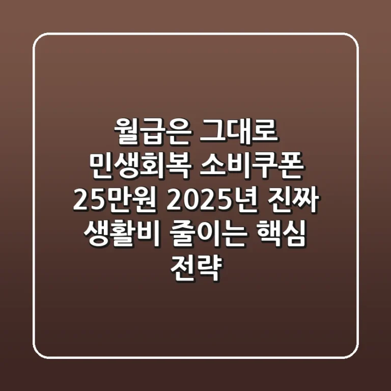 월급은 그대로? 민생회복 소비쿠폰 25만원, 2025년 '진짜 생활비' 줄이는 핵심 전략