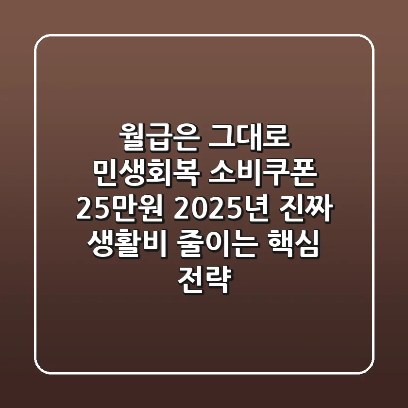 월급은 그대로? 민생회복 소비쿠폰 25만원, 2025년 '진짜 생활비' 줄이는 핵심 전략