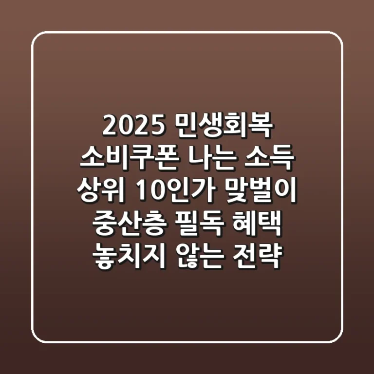 2025 민생회복 소비쿠폰: '나는 소득 상위 10%인가?' 맞벌이 중산층 필독! 혜택 놓치지 않는 전략