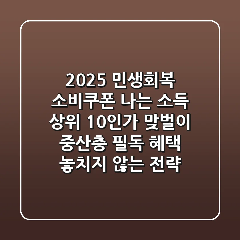 2025 민생회복 소비쿠폰: '나는 소득 상위 10%인가?' 맞벌이 중산층 필독! 혜택 놓치지 않는 전략