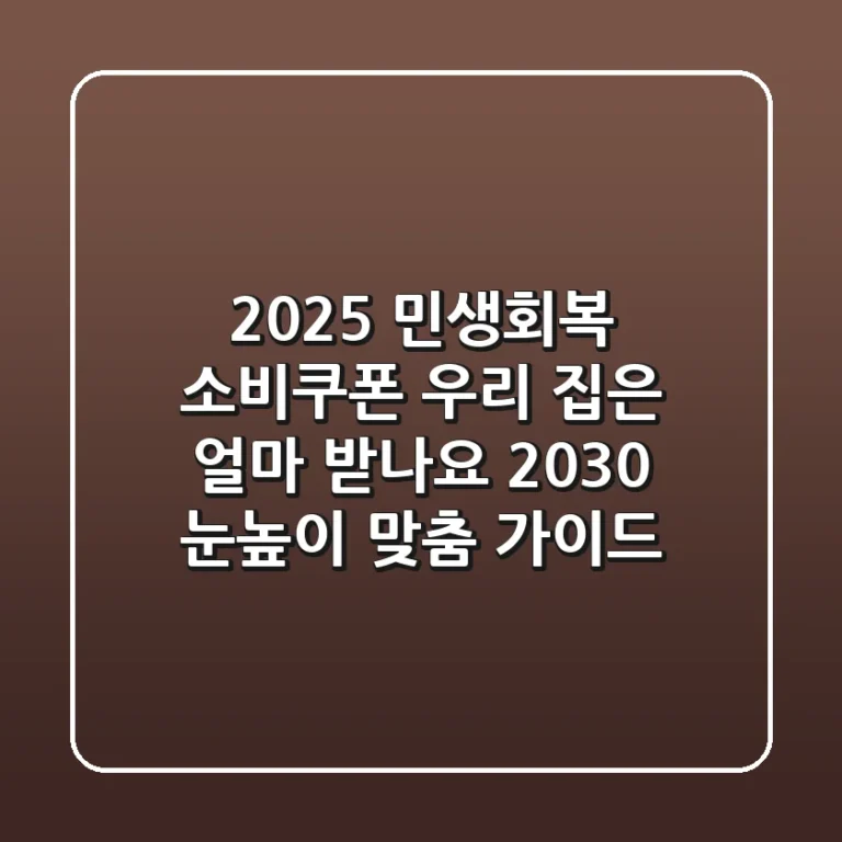 2025 민생회복 소비쿠폰: 우리 집은 얼마 받나요? 2030 눈높이 맞춤 가이드
