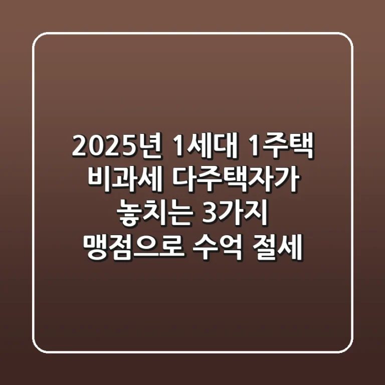 2025년 1세대 1주택 비과세, 다주택자가 놓치는 '3가지 맹점'으로 수억 절세!