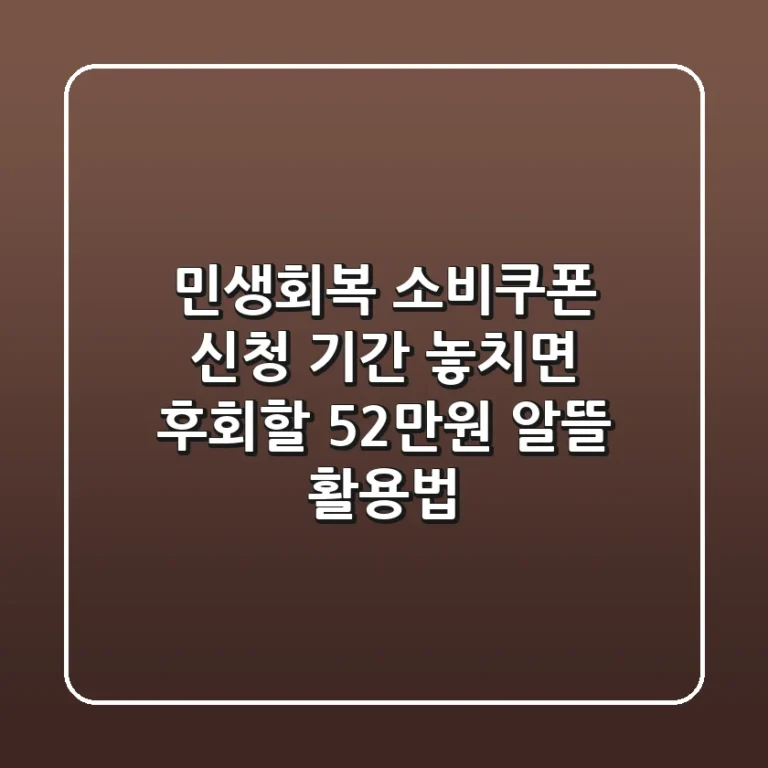 민생회복 소비쿠폰 신청 기간, 놓치면 후회할 52만원 알뜰 활용법