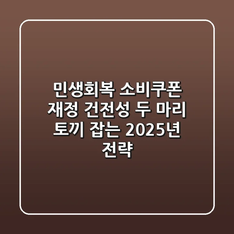 민생회복 소비쿠폰, 재정 건전성 두 마리 토끼 잡는 2025년 전략!