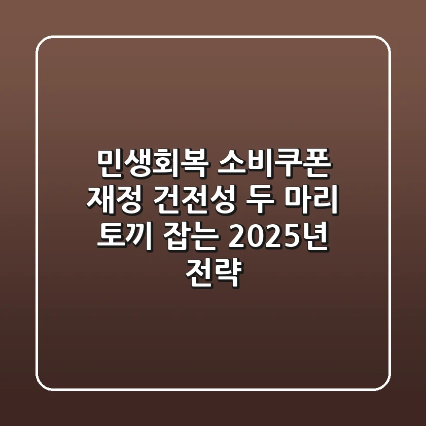민생회복 소비쿠폰, 재정 건전성 두 마리 토끼 잡는 2025년 전략!