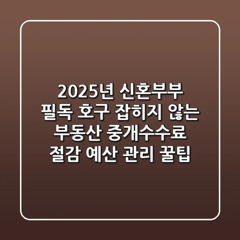 2025년 신혼부부 필독! '호구 잡히지 않는' 부동산 중개수수료 절감 & 예산 관리 꿀팁