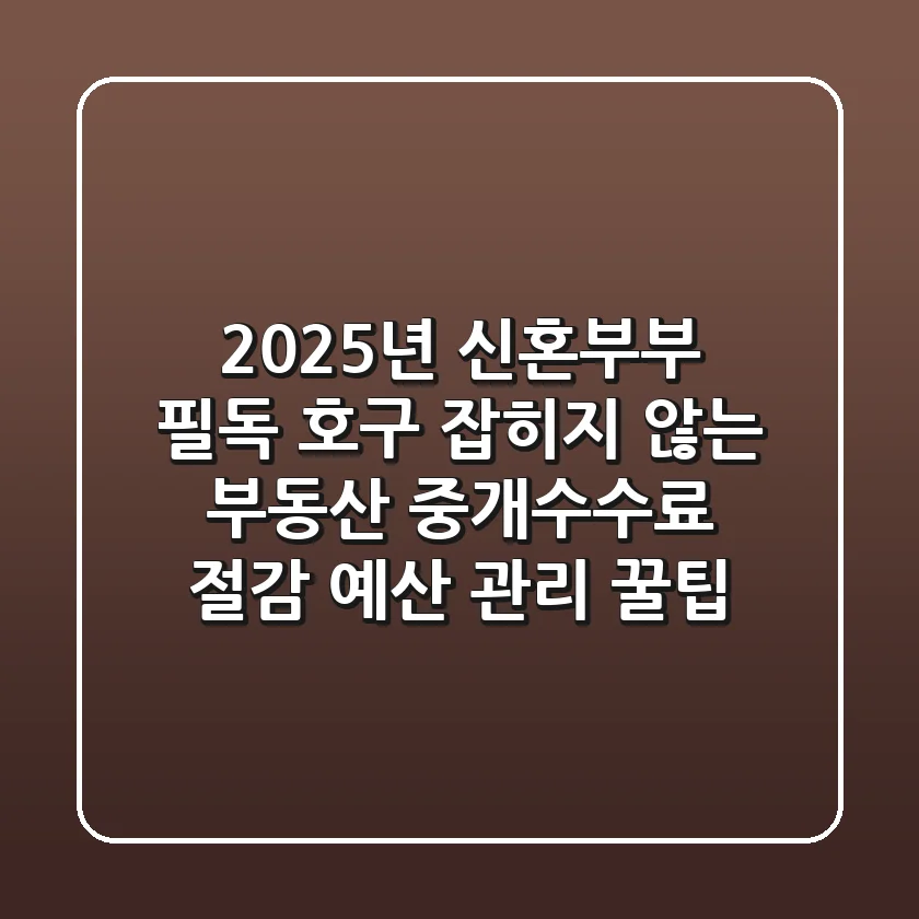 2025년 신혼부부 필독! '호구 잡히지 않는' 부동산 중개수수료 절감 & 예산 관리 꿀팁