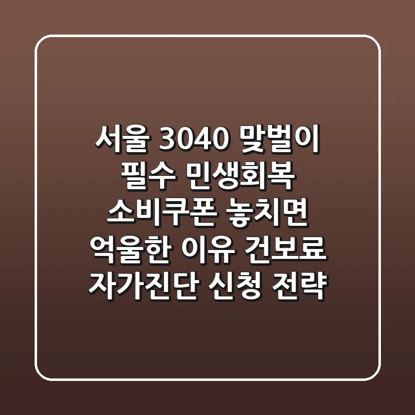 서울 3040 맞벌이 필수! '민생회복 소비쿠폰' 놓치면 억울한 이유 (건보료 자가진단 & 신청 전략)