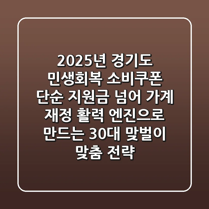 2025년 경기도 민생회복 소비쿠폰, 단순 지원금 넘어 '가계 재정 활력 엔진'으로 만드는 30대 맞벌이 맞춤 전략