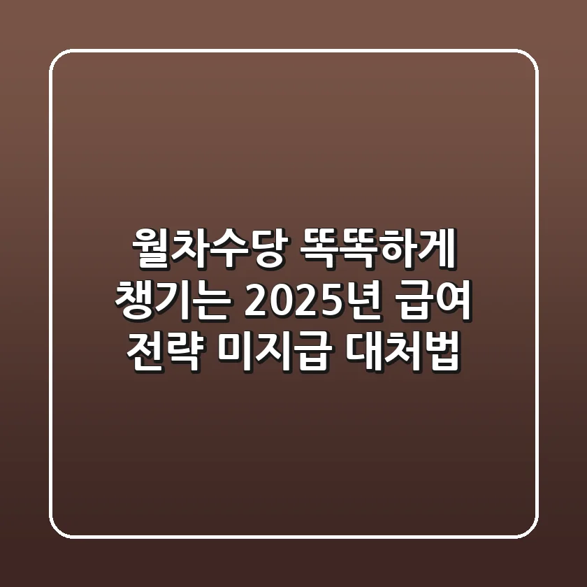 월차수당: 똑똑하게 챙기는 2025년 급여 전략 (미지급 대처법)