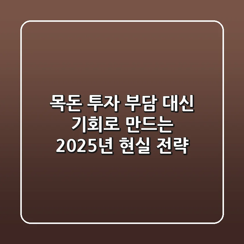 목돈 투자, 부담 대신 기회로 만드는 2025년 현실 전략