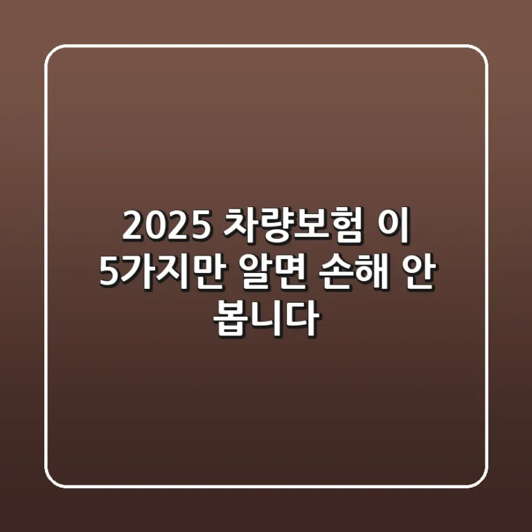 2025 차량보험, 이 5가지만 알면 손해 안 봅니다!