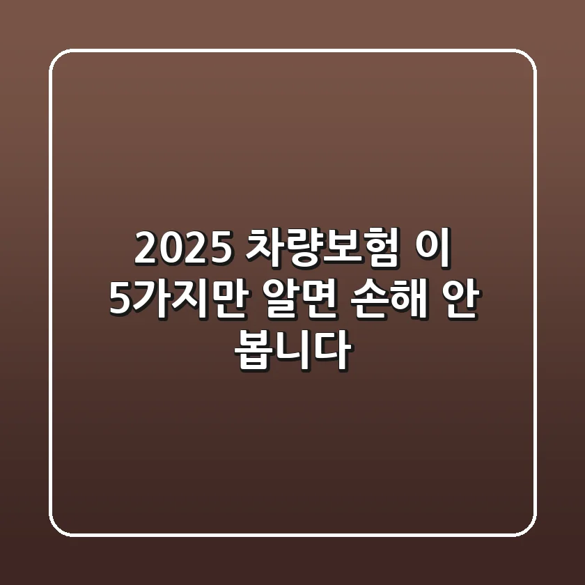 2025 차량보험, 이 5가지만 알면 손해 안 봅니다!