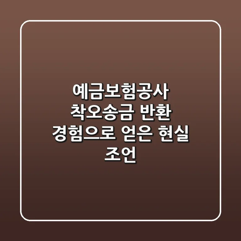 예금보험공사 착오송금 반환, 경험으로 얻은 현실 조언!