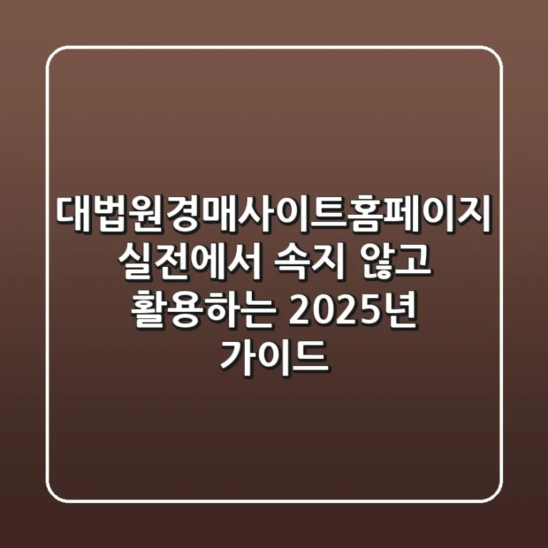 대법원경매사이트홈페이지, 실전에서 속지 않고 활용하는 2025년 가이드
