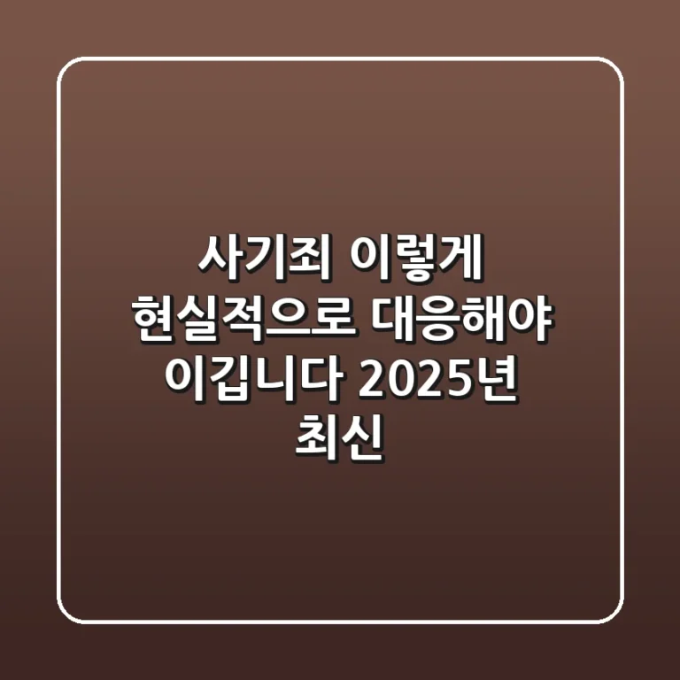 사기죄, 이렇게 현실적으로 대응해야 이깁니다 (2025년 최신)