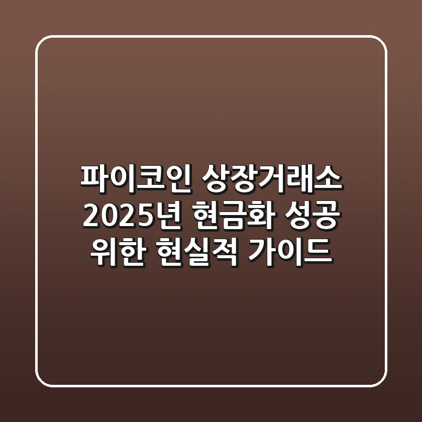 파이코인 상장거래소: 2025년, 현금화 성공 위한 현실적 가이드