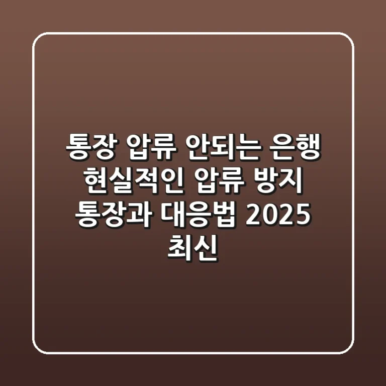 통장 압류 안되는 은행? 현실적인 압류 방지 통장과 대응법 (2025 최신)