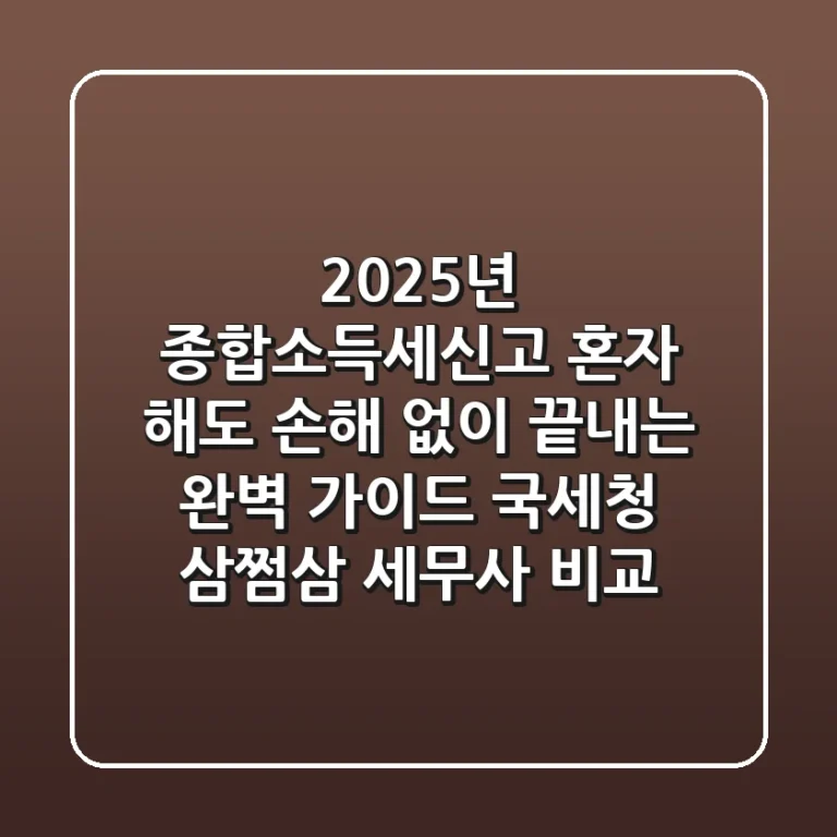 2025년 종합소득세신고, 혼자 해도 손해 없이 끝내는 완벽 가이드 (국세청, 삼쩜삼, 세무사 비교)
