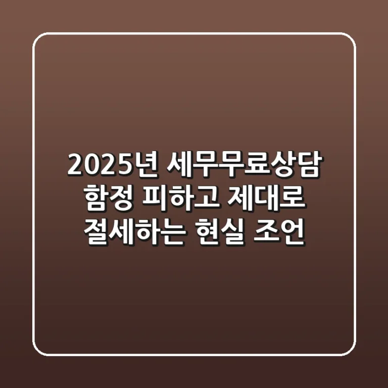 2025년 세무무료상담, 함정 피하고 제대로 절세하는 현실 조언