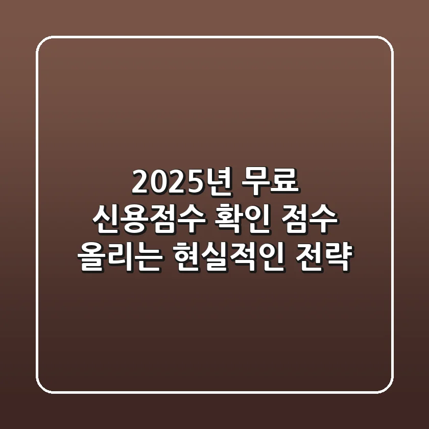 2025년 무료 신용점수 확인, 점수 올리는 현실적인 전략