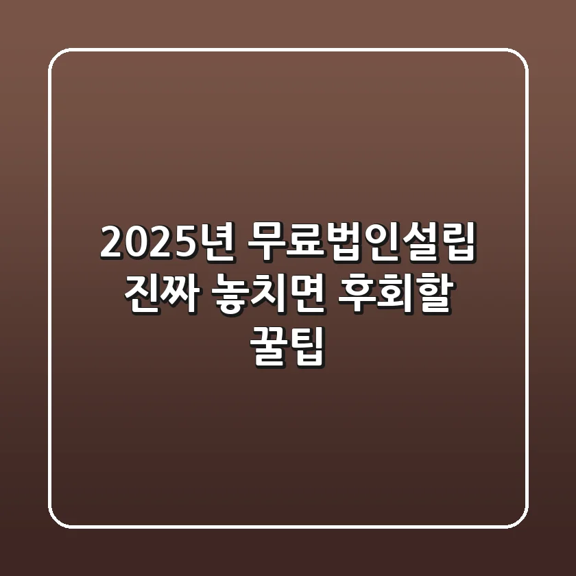 2025년 무료법인설립, 진짜 놓치면 후회할 꿀팁!