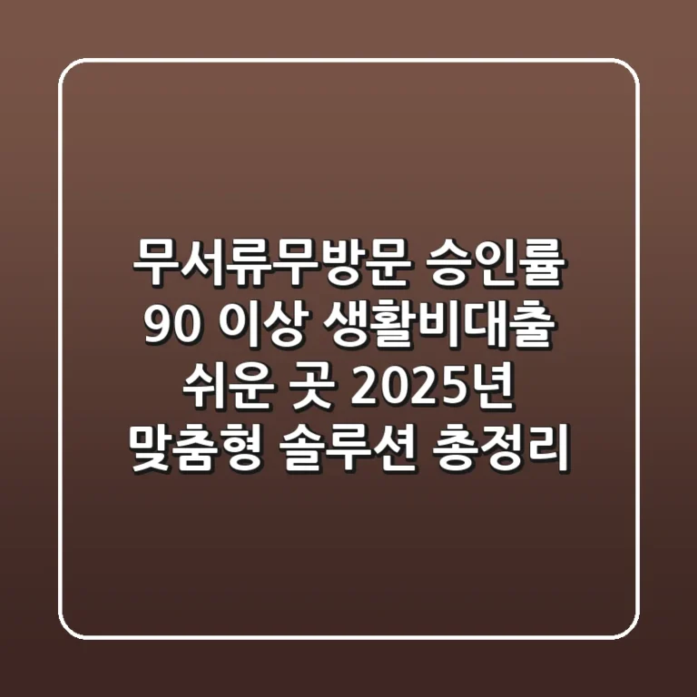 "무서류·무방문 승인률 90% 이상?", 생활비대출 쉬운 곳 2025년 맞춤형 솔루션 총정리