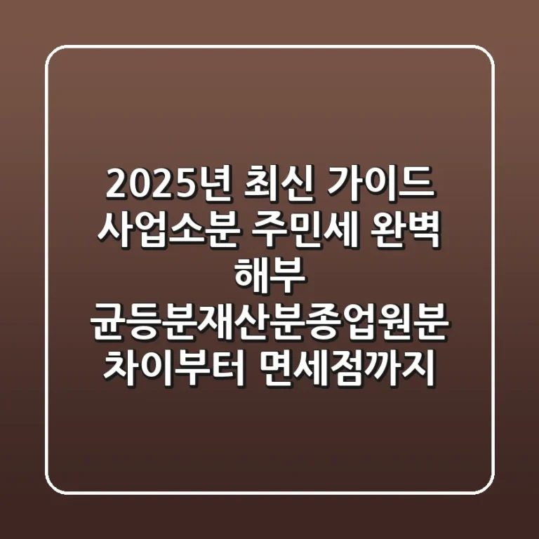 "2025년 최신 가이드", 사업소분 주민세 완벽 해부: 균등분·재산분·종업원분 차이부터 면세점까지