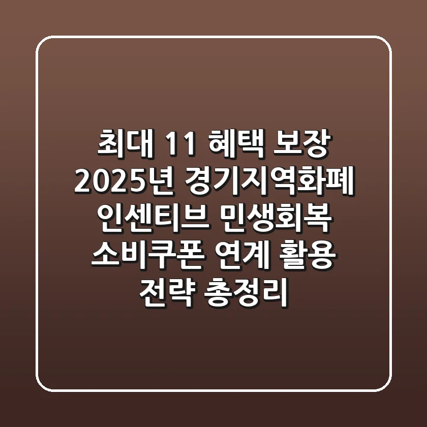 "최대 11% 혜택 보장", 2025년 경기지역화폐 인센티브, 민생회복 소비쿠폰 연계 활용 전략 총정리