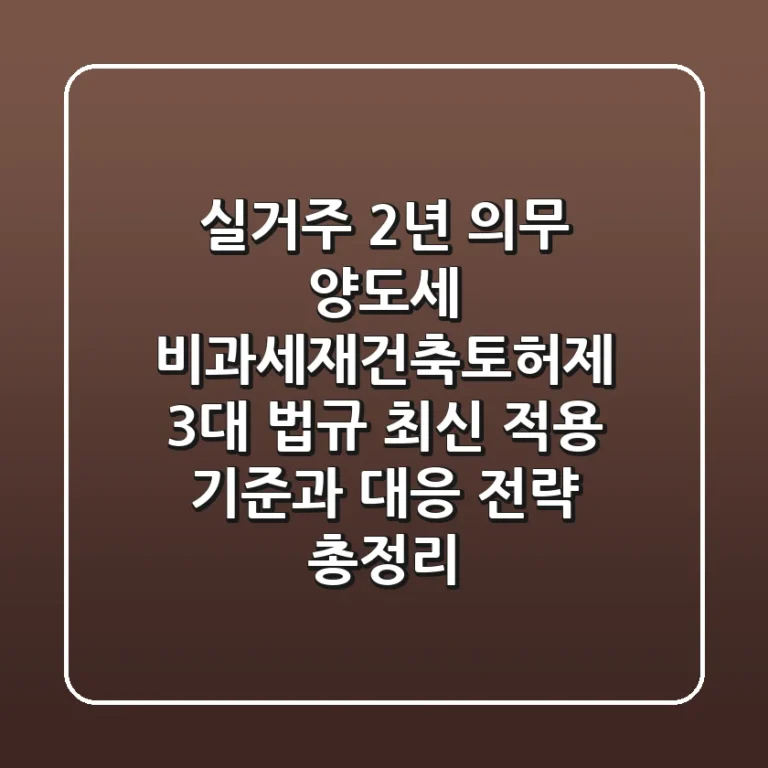 "실거주 2년 의무", 양도세 비과세·재건축·토허제, 3대 법규 최신 적용 기준과 대응 전략 총정리