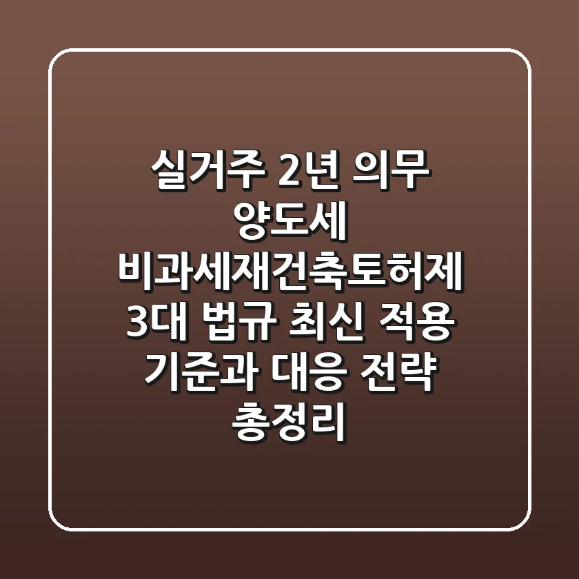 "실거주 2년 의무", 양도세 비과세·재건축·토허제, 3대 법규 최신 적용 기준과 대응 전략 총정리
