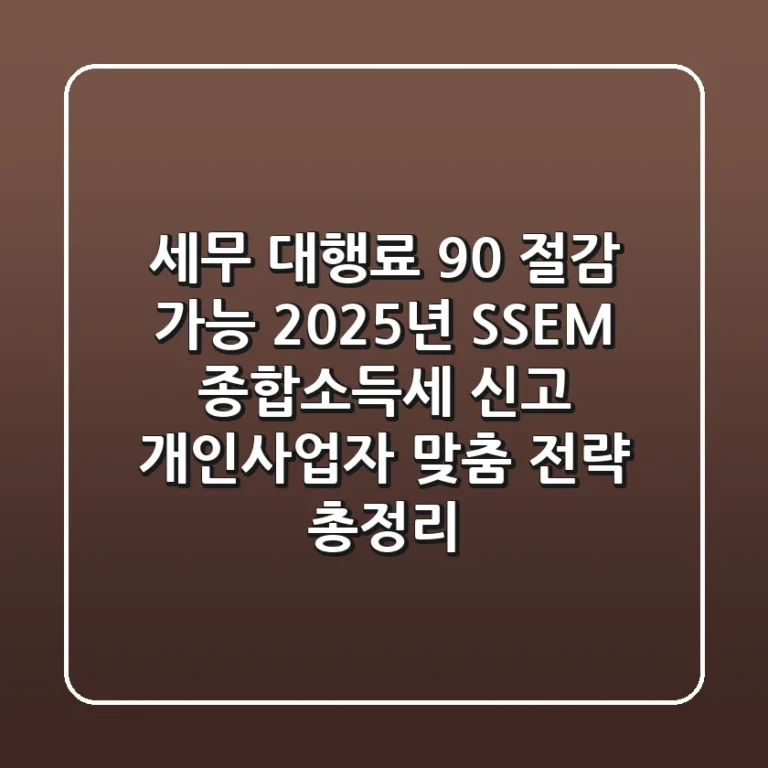 "세무 대행료 90% 절감 가능", 2025년 SSEM 종합소득세 신고, 개인사업자 맞춤 전략 총정리