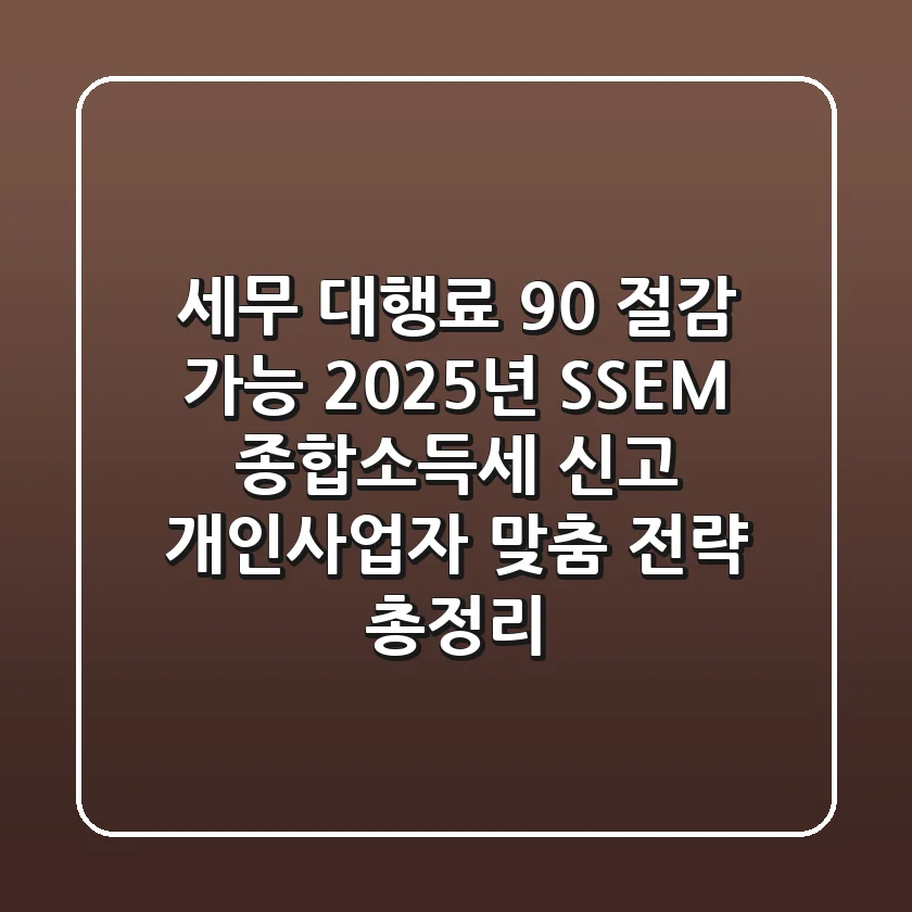 "세무 대행료 90% 절감 가능", 2025년 SSEM 종합소득세 신고, 개인사업자 맞춤 전략 총정리