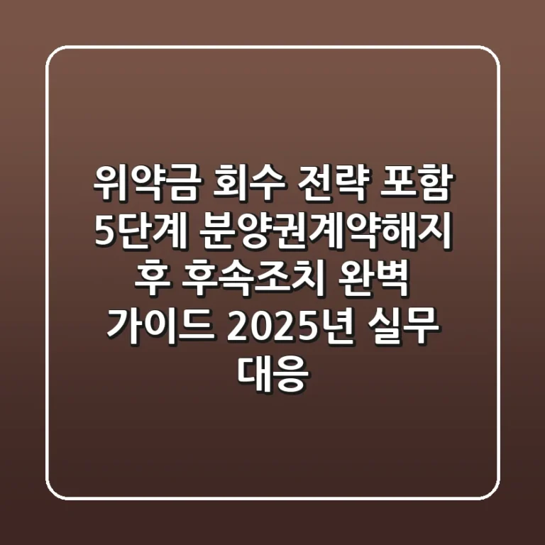 "위약금 회수 전략 포함 5단계", 분양권계약해지 후 후속조치 완벽 가이드 (2025년 실무 대응)