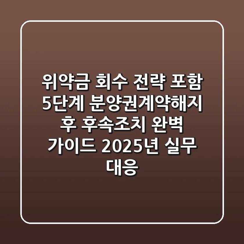 "위약금 회수 전략 포함 5단계", 분양권계약해지 후 후속조치 완벽 가이드 (2025년 실무 대응)